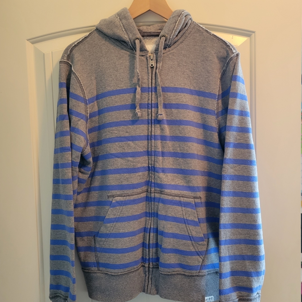 Aeropostale Men's Striped Zip Hoodie Sweatshirt